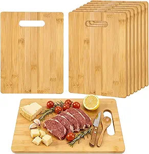 Vesici 18 Pack Bamboo/wood Cutting Board with Handles Bulk Plain Blanks Laser Engraving Chopping Board for Customized Engraving Gifts Crafts for Valentines Mother Women Gifts(Bamboo,12''x8'')