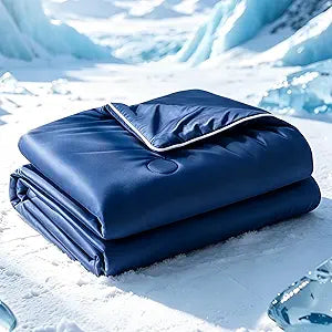 SheRest Cooling Comforter,King/Cali King,Lightweight Breathable Cool Quilt for Hot Sleepers,Prevent Night Sweats,Soft Comfortable All Season Cooling Bed Blanket for Summer,Midnight Blue,106"x90"