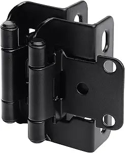 DecoBasics 50 Pack 1/2" Overlay Black Cabinet Hinges for Cabint Doors (25 Pairs)  Self-Closing Partial Wrap Semi-Concealed Face Frame Hinge for Cupboard & Kitchen Doors w/Screws & Quiet Bumpers