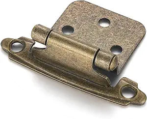 Antique Brass Kitchen Cabinet Hinges, 1/2 Overlay, 10 Pack