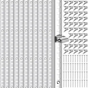 12 Pcs 36 Inch Metal Mortise Mount Pilaster Shelf Brackets and 72 Pcs Shelf Clips for Wall Shelving System Closet Organization Storage
