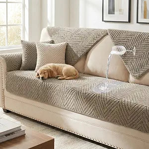 Turquoize Waterproof Couch Cover for Dogs Fuzzy Pet Couch Covers for Sofa Thick Dog Bed Cover Non-Slip Sofa Covers for 3 Cushion Couch Protector Slipcover Pet Friendly (Khaki, 36" x 72")