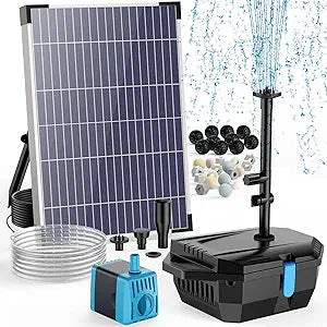 Antfraer Solar Pond Filter with Water Pump, 10W Solar Pond Pump with 6.6FT PVC Tubing/16.5FT Cord, Pond Filter Box for Outdoor Small Pond Waterfall Garden Bird Bath Water Clear