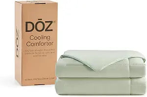 DOZ Summer Cooling Comforter, Cooling Blanket for Hot Sleepers and Night Sweats, Q-Max Over 0.4, Cool to The Touch Cover, Breathable, Lightweight, Soft, 90"x90", Sage, Full/Queen