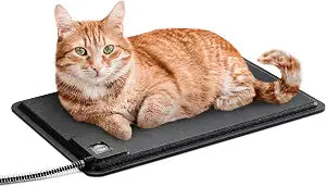 K&H Pet Products Heated Extreme Weather Outdoor Kitty Pad, Waterproof Heated Cat Mat, Pet Warmer for Outside Feral Cat Houses, Indoor Outdoor Warming Pet Mat - Small 12.5x18.5in Black 40W