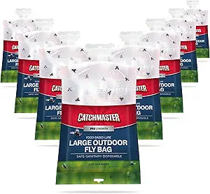 Catchmaster Pro Series Extra-Large Outdoor Fly Trap w/No-Mess Lid 8-Pack - Hanging Fly Trap Outdoor Home, Bug Catcher and Flying Insect Trap with Premium Food Lure for Backyard, Pool, Patio & Camping