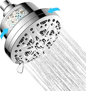 FS801 Filtered Shower head for Hard Water, Water Softener Showerhead with Shower Filter, High Pressure, Improves Skin & Hair, Chrome Finish