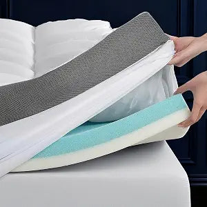 LIANLAM 5 Inch Dual Layer Memory Foam Mattress Topper - 2.5 Inch 1500GSM Fluffy Soft Pillow Top Mattress Cover and 2.5 Inch Cooling Gel Memory Foam for Back Pain Relief (Queen, 60"x80")