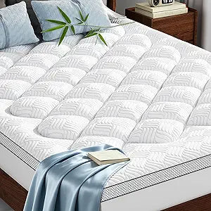 3 Inch Extra Thick Full Size Mattress Topper, Cloud-Like Pillow Top Mattress Pad with Bamboo Viscose & Memory Foam Filling, 18 Deep Pocket Bed Topper, Breathable Air Mesh Sides, White