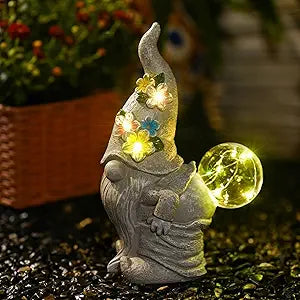 Qeeman Garden Decor Gnome Blow Bubbles: Outdoor Decorations Yard Art Statues for Patio Balcony Lawn Figurine - Gifts for Mom Grandma
