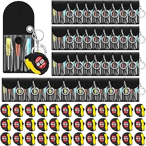 Jutom 72 Pcs Mini Tape Measure Keychain Bulk Mini Screwdriver Keychain Set Adult Tool Party Prize for Father's Men Gifts