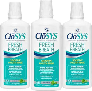 CloSYS Mouthwash, 32 Ounce, Fresh Breath Mouthwash, 3 Pack, Gentle Mint