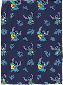 Jay Franco Kids Plush Throw Blanket ��� Soft & Cozy Fleece Throw for Bedroom & Couch D��cor, Official Licensed Product, Blue - Lilo and Stitch, 60x70 - Throw