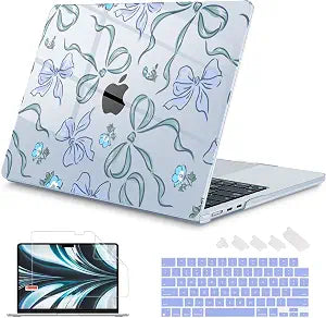 Mektron Case for 2025 MacBook Air 13-inch M4 Laptop A3240 with 13.6-inch Liquid Retina Display,Compatible with 2024 2022 M3/M2 MacBook Air 13" Hard Shell Cover,Fit Model A3113 A2681, Bows C355-Blue