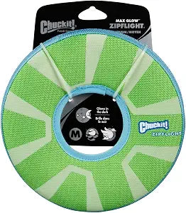 Chuckit! 2 Pack of Max Glow Zipflight Dog Toys, Medium 8.5-Inch2