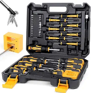 Magnetic Screwdrivers Set with Case, Amartisan 43-piece Includs Slotted, Phillips, Hex, Pozidriv,Torx and Precision Screwdriver Set, Magnetizer Demagnetizer Tools, Tools for Men