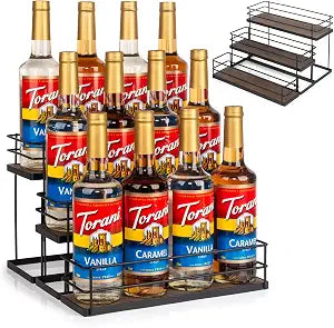 kimilus 12 Bottle Capacity Coffee Syrup Organizer 3 Tier Coffee Syrup Stand Shelf for Coffee Bar Kitchen Small Wine Rack for Bar Family Storage for Syrup Wine Dressing