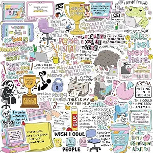 100 PCS Funny Sarcastic Work Stickers Pack for Adults, Puns Work Meme Stickers Office Pranks Decals for Laptops Hard Hats Water Bottles Scrapbooks Office Gifts for Coworkers