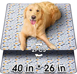Hompet Washable Pee Pads for Dogs, 40"x26", 2-Pack Thick Heavy Absorbency Reusable Pee Pads Prevent Leakage Non-Slip, Pet Training Pads for Puppy Playpen, Crate, Potty, Floor, Bed, Sofa