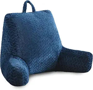 Blue Bed Reading Pillow for Adults, Memory Foam Backrest Pillow with Armrests for Sitting Up in Bed,Support for Back & Arms,Removable Washable Pillowcase for Sofa Seats