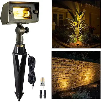 Gardenreet Solid Brass Flood Light - Landscape Low Voltage LED Wall Wash Light 12V, Outdoor Hardwired Waterproof, Angle Adjustable Lighting for Garden Tree Yard with 2700K Warm White 3W 270LM G4 Bulb