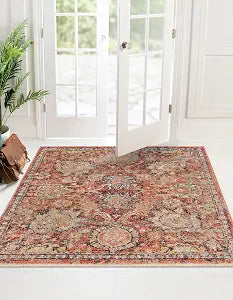 Unique Loom Lola Collection Area Rug - Classic (3' 11" Square, Brick Red/Beige)
