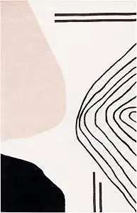 SAFAVIEH Rodeo Drive Collection Accent Rug - 2' x 3', Ivory & Blush, Handmade Mid-Century Modern Abstract Wool, Ideal for High Traffic Areas in Entryway, Living Room, Bedroom (RD860U)