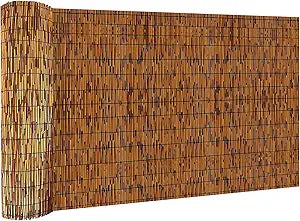 KOIUEYW Bamboo Reed Fencing, Light Russet Bamboo Fence Rolls 3 Feet High, Decorative Reed Curtains Privacy Screen Outdoor for Patio Balcony Garden Backyard, 3 x 16 FT
