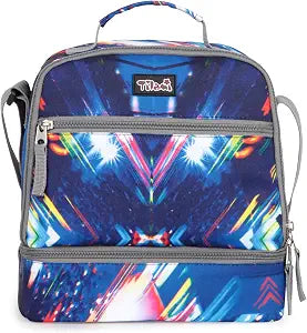 Tilami Lunch Bag for kids,insulated Compartments Bento Bags,Adjustable Strap,Lighting Blue