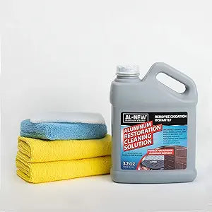 AL-NEW Aluminum Restoration Cleaning Solution | Clean & Restore Patio Furniture, Stainless Steel, and Other Household Metal Surfaces (32 Ounce Kit)