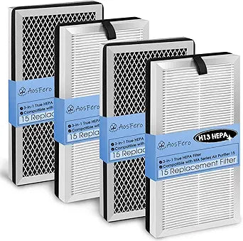 4-Pack 15 Replacement Filter Compatible with MA Series Air Purifier 15, 3-in-1 Stage with Pre-filter, High-Efficiency Core Layer & Activated Carbon