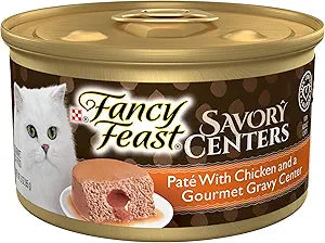 Purina Fancy Feast Savory Centers Gourmet Wet Cat Food Pate With Chicken and Gravy Center, (Pack of 24) 3 oz Cans