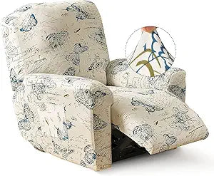 Iauddy Recliner Slipcover-Stretch Soft Slip Reclining Chair Slipcovers 4-Pieces Furniture Protector for Recliner with Pocket Fitted Sofa Couch Cover Lazy Boy Chair Cover