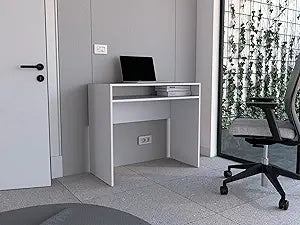 Tuhome Stella Writing Desk with Spacious Work Surface, Integrated Upper Shelf for Organization, Modern Minimalist Design for Home Office or Study, Compact Structure Ideal for Enhancing Productivity