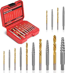 14 Pieces Screw Extractor Set Left Hand Drill Bits Set
