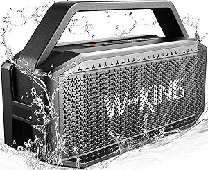 W-KING Loud Bluetooth Speaker, 100W Max IPX6 Portable Outdoor Speakers Bluetooth Wireless/60W Deep Bass Radiator/2 Subwoofer/2 Pairing/40H/TF/AUX/EQ, IPX6 Party Big Large Waterproof Speaker Boombox