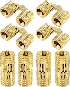 8Pcs 8 mm Hidden Brass Barrel Hinges,180 Degree Concealed Hinge for Wood
