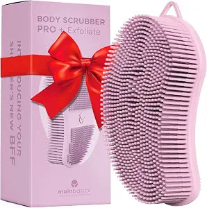 MainBasics Silicone Body Scrubber Dual-Sided, Pink, Exfoliate