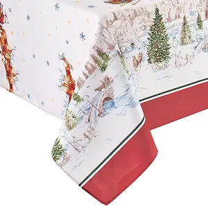 Santa's Snowy Sleighride Tablecloth, Multicolor - 60" W x 144" L