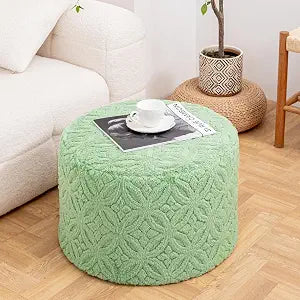 Functional Ottoman Pouf  Ergonomic Ottoman Foot Rest for Couch (Sage Green, 20x20x14 Inches, Round)
