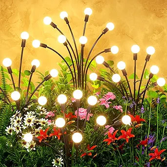 Solar Lights Outdoor(8 Pack,64 LEDs),Solar Lights Outdoor Waterproof for Garden Decor,4 Modes Firefly Light for Outdoor Decor,Big Bulb High Lumens Patio Decor,Sway by Wind,Gardening Gifts for Women