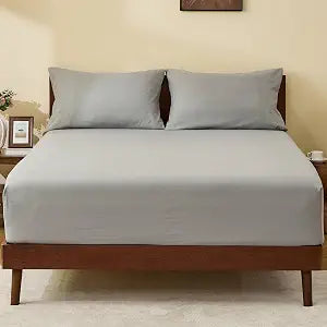 GOKOTTA King Fitted Sheet and 2 Pillowcases (No Flat Sheet), Deep Pocket Bottom Sheet with Elastic Corner Straps for 10-16 Inch Mattress - Soft Microfiber - Breathable & Wrinkle-Free - Grey