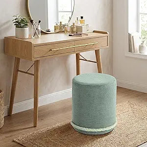 Get Set Style Modern Round Ottoman with Soft Padded Seat, Multifunctional Vanity Chairs for Makeup, Upholstered Footrest Stool Ottoman Foot Stool for Living Room, Bedroom