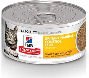 Hill's Science Diet Adult Urinary & Hairball Control Wet Cat Food, Chicken Minced, 5.5 oz. Cans, 24-Pack