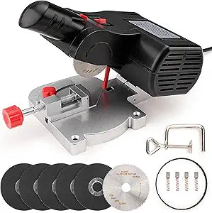 Sbestily Mini Miter Cut-Off Chop Saw for Metal Cutting, Arrow Shafts, Wood Crafts, Hobby Miniature Model Making, Small Electric Table Saw Tool, 223/5.56 Brass, Cuts Max. 1/2" High x 1/2" Wide