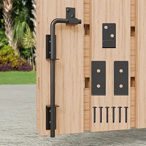 12" Heavy Duty Cane Bolt Gate Drop Rod with Black Finish-Steel Gate Ground Latch Designed for Wood Metal Vinyl Gates or Double Doors Fence Applications-1 Pack