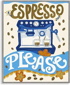 Whimsical Espresso Coffee Kitchen, 11 x 14 Inch Framed Gicle Print