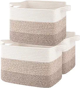 OIASKET Storage Baskets for Organizing, Woven Baskets for Shelves, Rectangle Decorative Organizer for Storage Clothes, Toy, Books, Towels Nursery Bins 3 Pack (Gradient Yellow, 15.75"x11.8"x9.85")