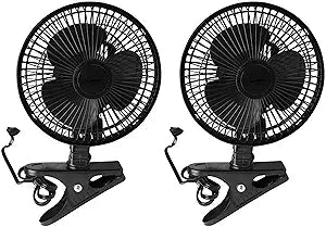 JOEY'Z 2 Pack - 6 INCH - 2 Speed - Adjustable Tilt, Whisper Quiet Operation Clip-On-Fan - Black