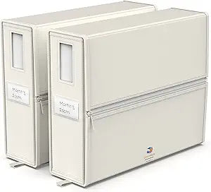 LINENMATE The Original Linen Storage Container, 2-Pack (Twin/Full Size, Ivory)